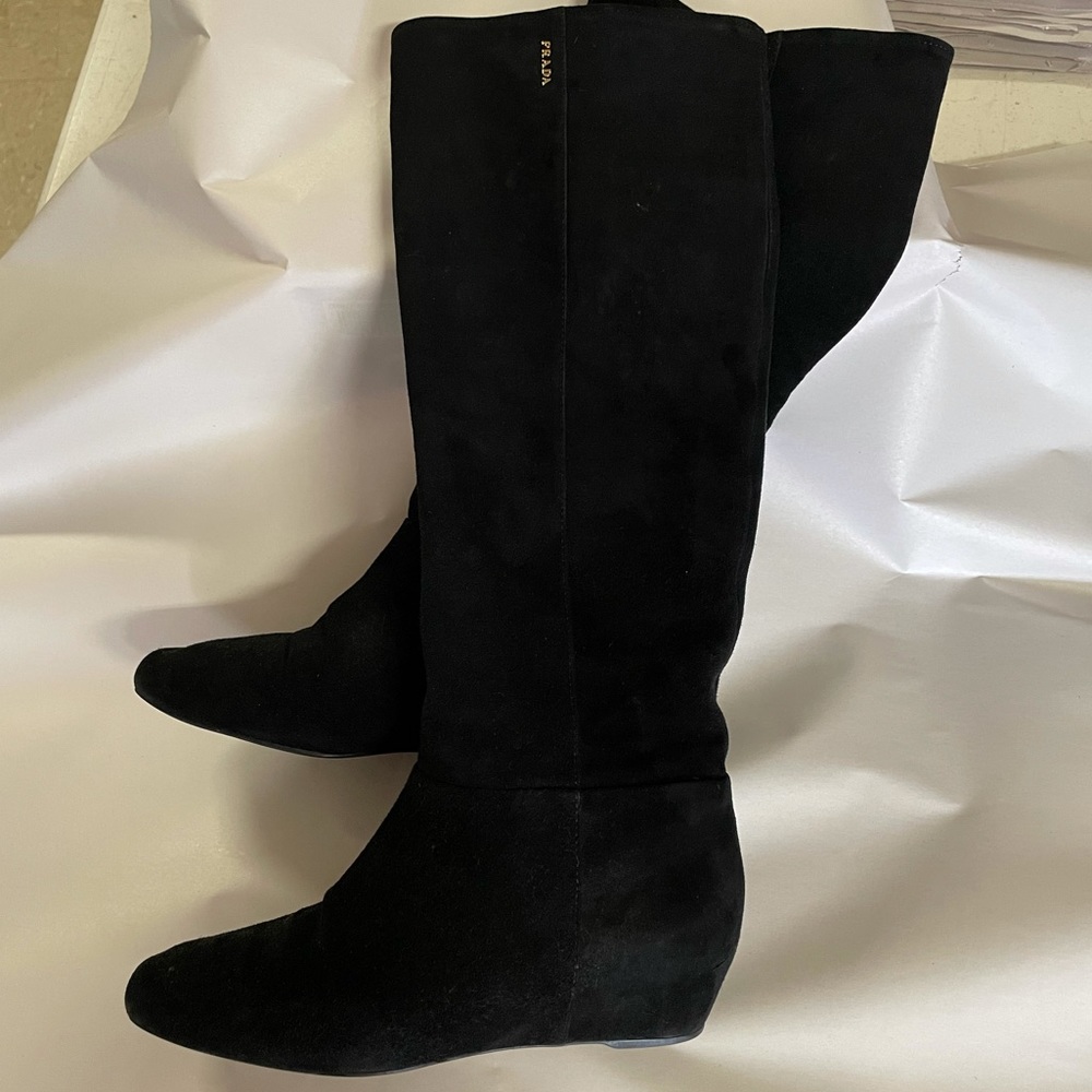 Prada Black Suede Boots 36.5
